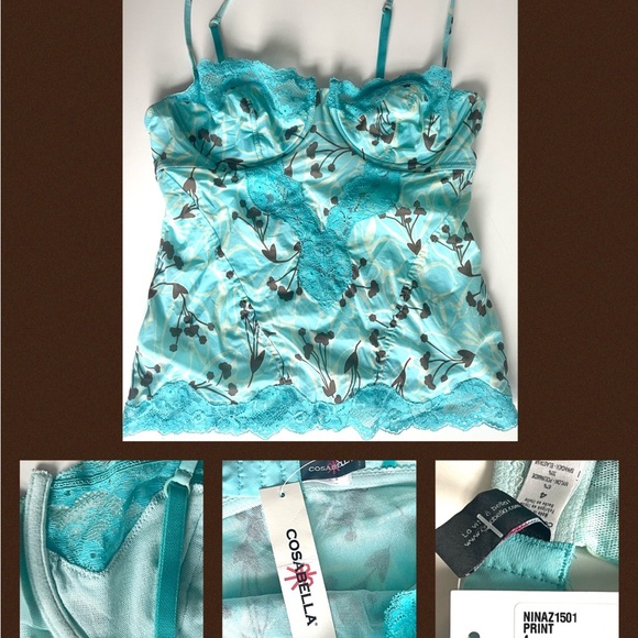 COSABELLA Italy Bustier Blue Lace Underwire Bra Lingerie (36 bust, see chart)NEW - Picture 3 of 10